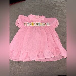 Vintage Carter's Pink Eyelet Smocked Floral Top